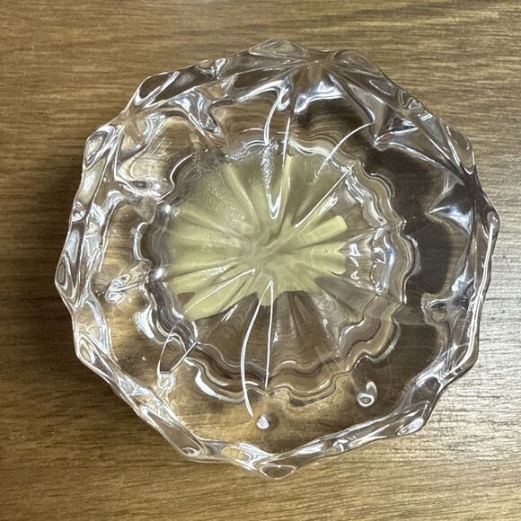 Fostoria American Pat Lead Crystal Round Open Salt Dip Cube Motif NOS Replacemen - Picture 4 of 13